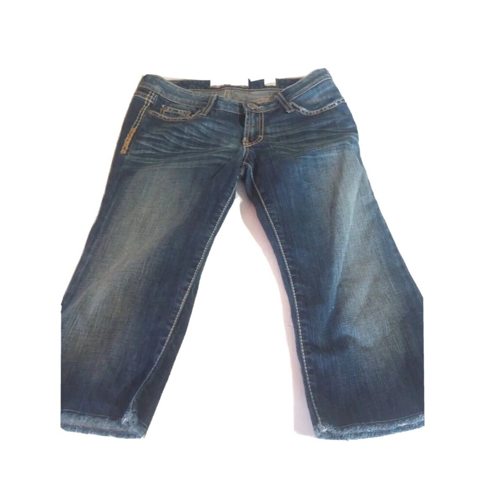 BKE Capri Jeans Womens 29 Stella Cropped  Distressed Medium Wash Thick Stitch